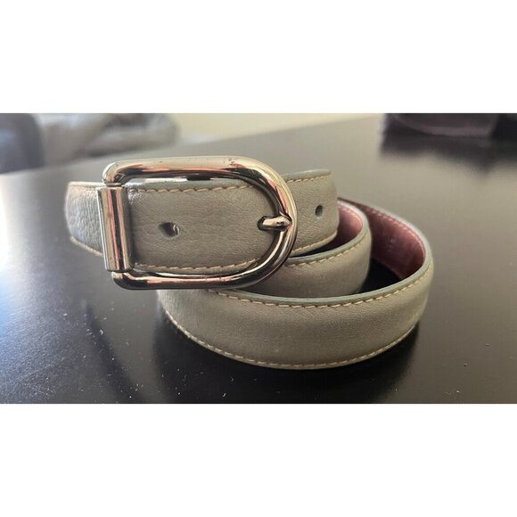 COACH SILVER BUCKLE SEAFOAM ICE BLUE LEATHER BELT - Picture 1 of 5